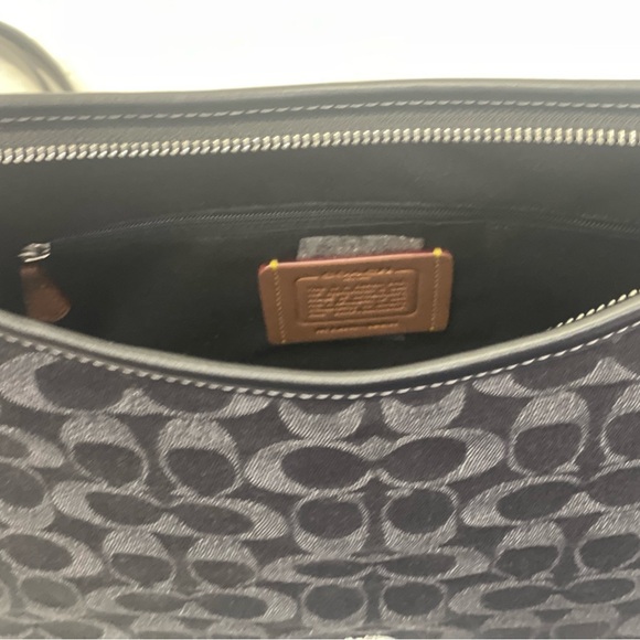 NWT Coach Laurel Shoulder Bag In Signature Denim in Black CDE44 - Picture 10 of 12